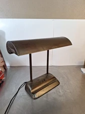 1940s Miller Co. Industrial Streamline GE Fluorescent Brass Desk Lamp