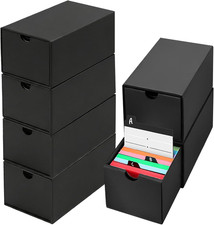 6Packs 3x5 Index Card Box,Index Card Organizer Box with Lid,Hold 6000 Cards,Blac