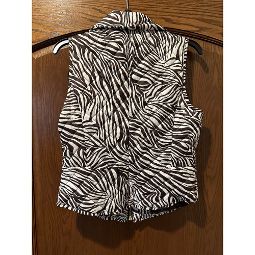Michael Kors Kendall Chocolate Zebra Print packable vest - Picture 4 of 6
