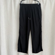 Quince Linen Pants Womens XL Black 100% European Linen Wide Leg Elastic Waist
