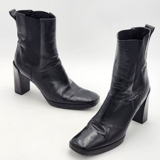 Gucci Vintage Y2K Chelsea Leather Slim Block Heel Ankle Boots Black Size 9.5 HTF