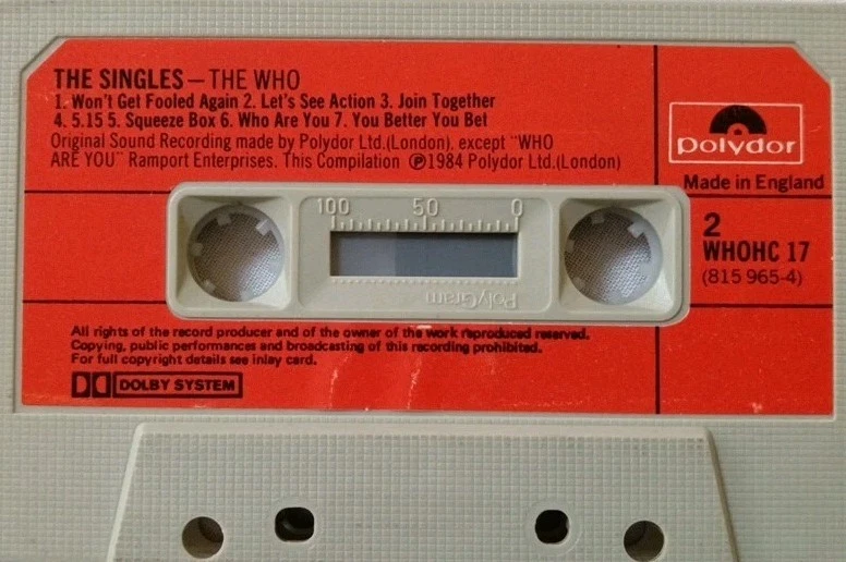The Who-The Singles Cassette Album.1984 Polydor WHOHC 17.Substitute/Who Are You+ - Image 4 of 4
