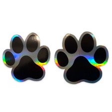 Paw Print Holographic Stickers 2 Pack 2x2 Inch Waterproof Vinypaw print stickers