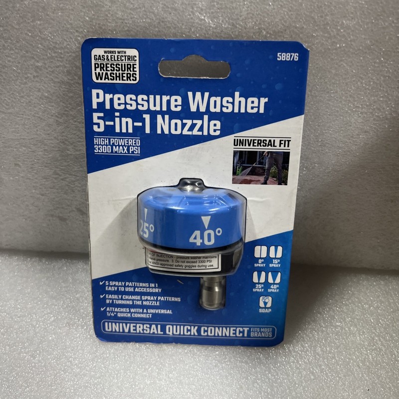 Universal Quick connect.Pressure washer 5-in-1 Nozzle 3300 max Psi