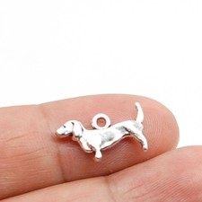 60PCS Antique Silver Tone Metal 2 Sided Dog, Pet Charm Pendant CC164