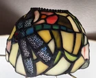 Vtg Dragonfly Stained Glass Lamp Shade Tiffany Style Small Arts & Crafts - Read