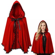 Rotkäppchen Umhang, Elegante Spitzenverzierung, Roter Umhang Für Damen Und Ki...
