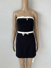 Black and white strapless mini dress with white ribbon detail #preppy #minidress