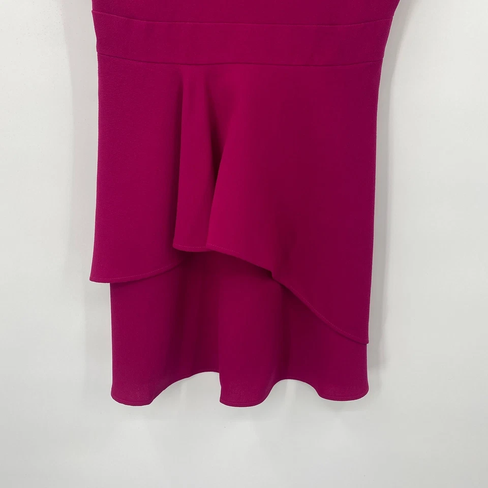 Eliza J Ruffled Fit & Flare Cocktail Dress Mini Cap Sleeve Magenta Pink 10P - Image 4 of 4