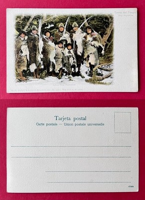 Postcard Tierra del Fuego in Argentina around 1900 Indians Ona, Haberton types (176430