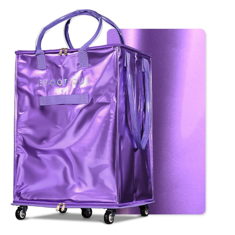 Byootique 20" Rolling Tote Bag Grocery Bag on Wheels Shopping Trolley DuskViolet