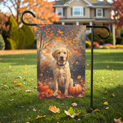 Fall Yellow Labrador Retriever Garden Flag Double Sided 12x18 24x32 Outdoor