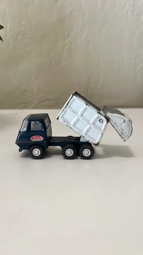 Vintage Tonka Mini Dump Truck – Blue Cab White Bed – 6-Wheel Diecast – 60’s/70’s
