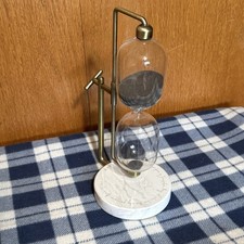 Daystar Hourglass Glass Black Sand 15 Min Swivel Timer Marble Base Psalm 1226