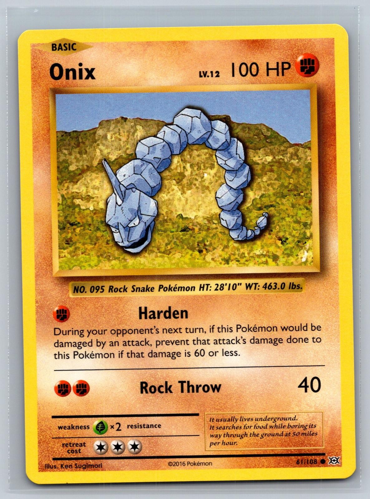Onix 61/108 Common Evolutions Pokemon Card Lightly Played