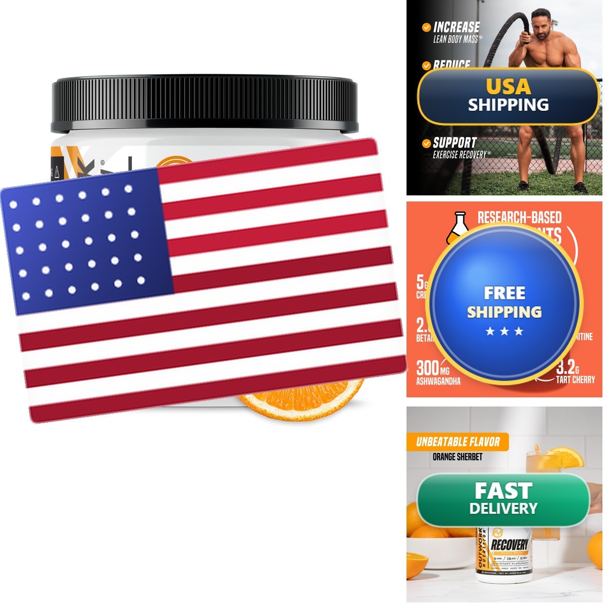 Outwork Nutrition Post Workout Recovery Powder - Orange Sherbet