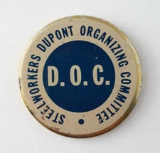 Vintage Dupont Organization Committee D.O.C. Button Pin Pinback Badge 