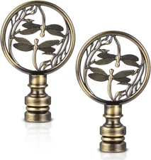 2 Pack Lamp Finial Cap Knob Double Dragonflies Lamp Finial for Lamp Shade Top