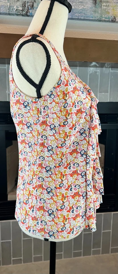Anthropologie Sine Women Silk Sleeveless Ruffle Front Top Sz 2 a292 - Image 4 of 4