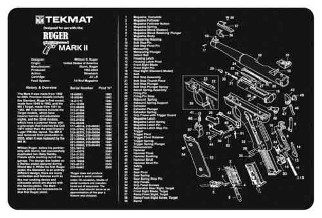 Ruger Mark II Handgun TekMat Gun Cleaning Mat 11x17 W/ Parts Schematic ...