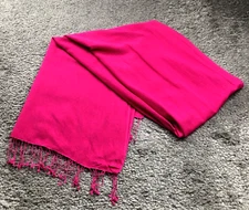 Womens Pashmina Silk Scarf Shawl Wrap Fringe One Size Pink 80 x 28 NWOT