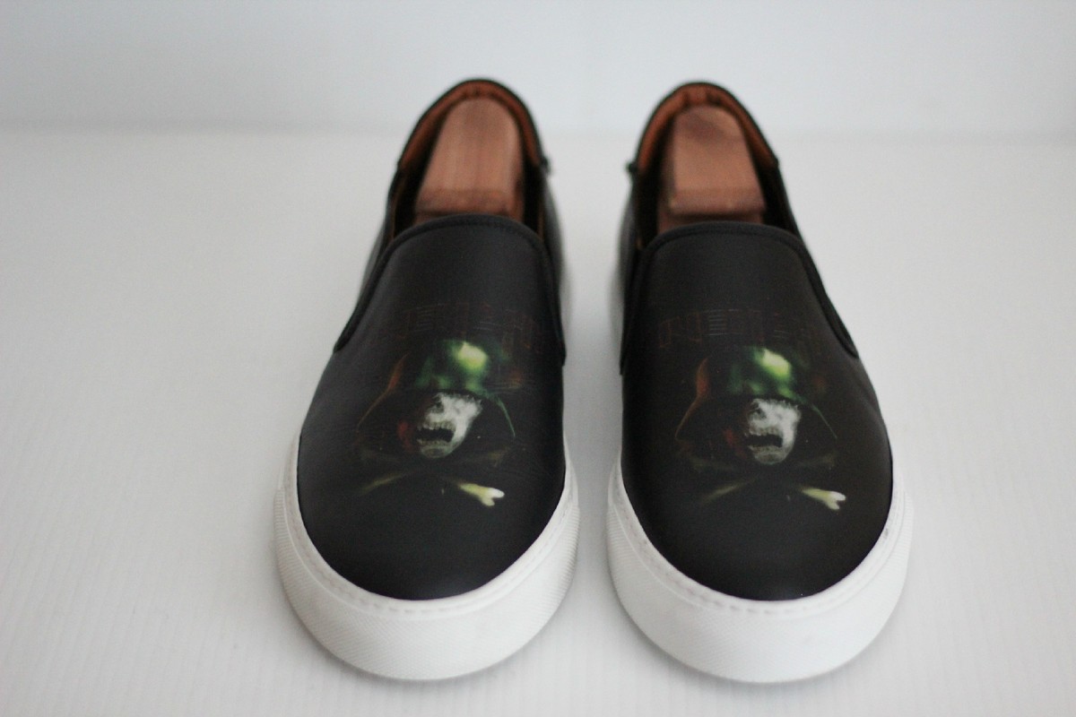 Givenchy Army Skull Slip-On Leather Skate Sneaker - Black - Size