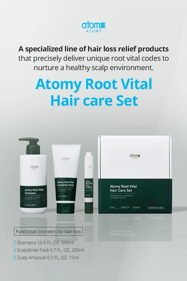 ATOMY Root Vital Hair Care Set Shampoo Scalp Pack Ampoule for Hair Loss & Growth - Image 2 of 4
