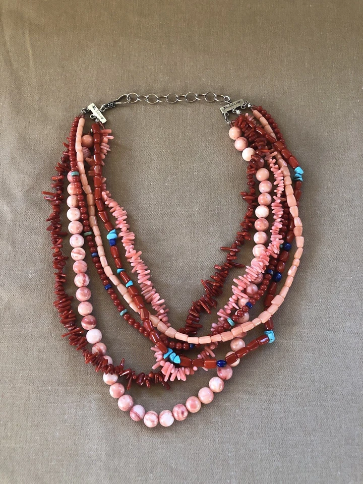 "Collar M. Salazar Southwestern 6 hilos multi piedra plata de ley 925 19""" Foto 4 de 4