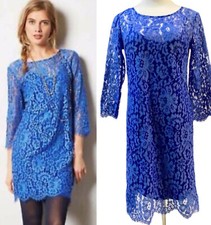 Anthropologie HD In Paris Overture Scalloped Lace Shift Dress With Slip Sz XS