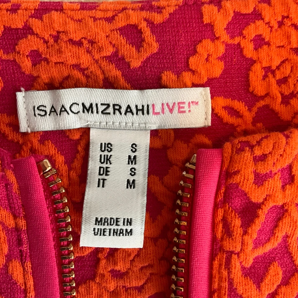 Chaqueta Isaac Mizrahi Live Mujer Rosa Naranja Floral Cremallera Recortada Talla S Foto 2 de 4