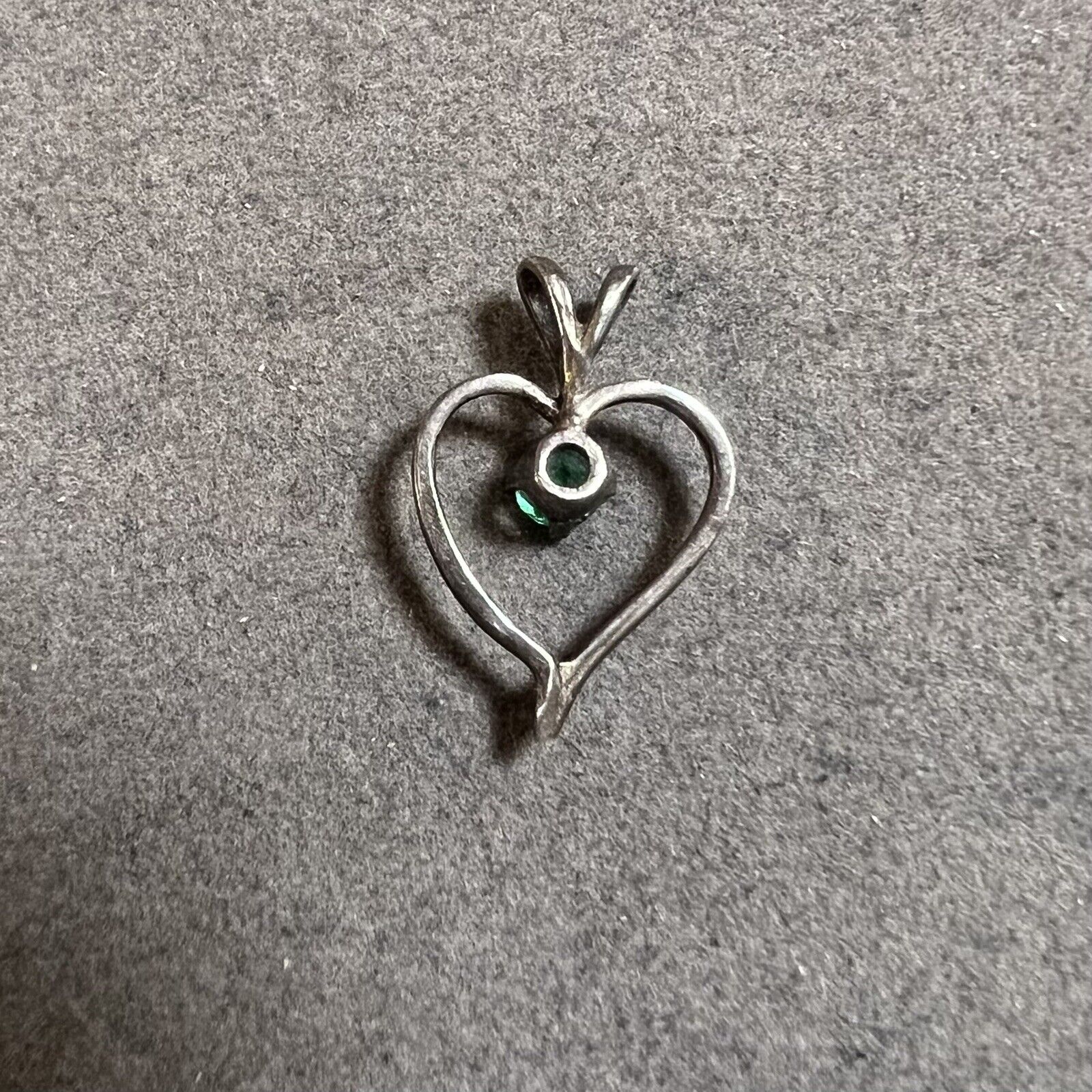 Vintage Heart Shape Green Glass Sterling Silver P… - image 11