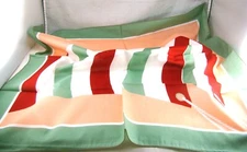 100% Cotton Made in Italy 26" Sq. Scarf Salmon White Green Maroon w stripes NEW