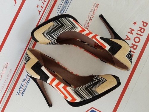 Missoni Zigzag Multicolor Heel Pumps Classic Shoes 6/36 Italy - Picture 9 of 10