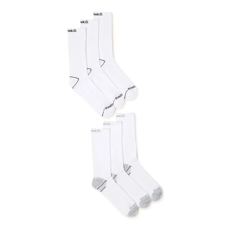 Calcetines ligeros Reebok® Pro Series para hombre, paquete de 6 BLANCO/NEGRO ¡¡NUEVOS!!! Foto 3 de 4