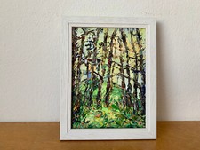 Wald Bäume Ölgemälde auf Malkarton Original Natur Landschaft Gemälde Signiert