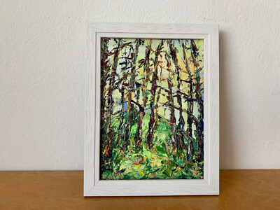 Forest Trees Oil Painting on Painting Board Original Nature Landscape Painting Signed