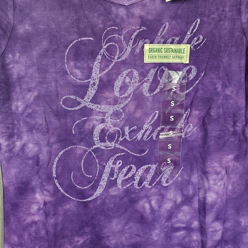 "Inhale Love Exhale Fear" Earth Yoga Top Womens Small Purple Ladies