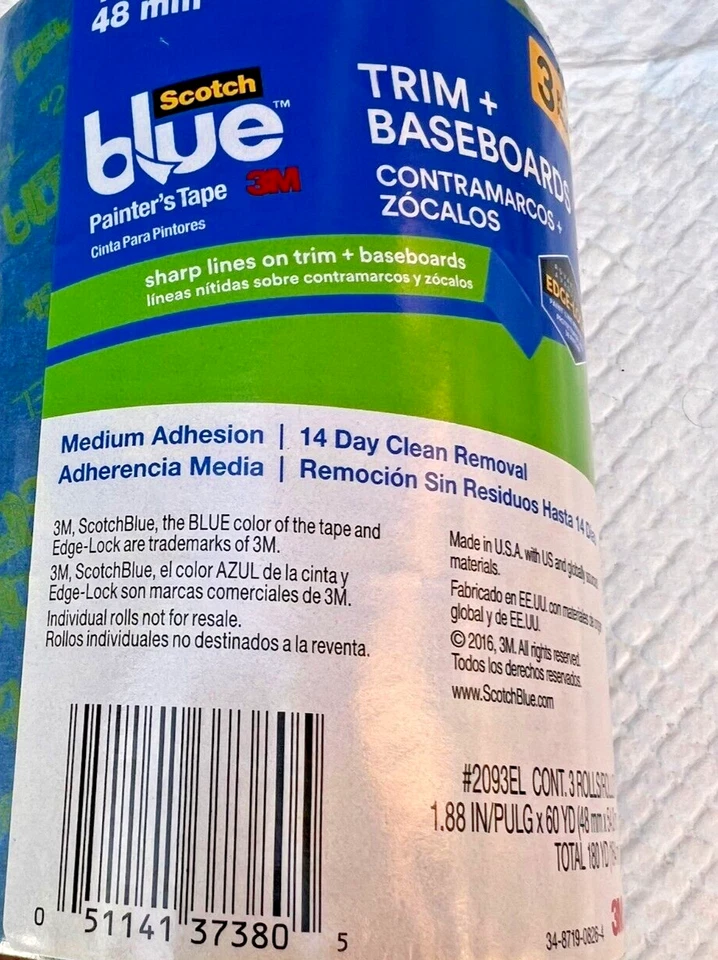Borde azul escocés + zócalos paquete de 3 1,88" 48 mm cinta de pintor original nueva Foto 2 de 3