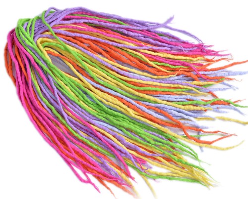 22" Handmade Wool Dreadlocks Double Ended Dreads Extension Green Wool Dreads Loc - Picture 5 of 45