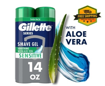 Gillette Soothing Shave Gel for Men with Aloe Vera, Twin Pack, 14 oz