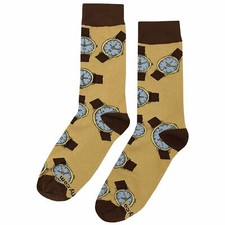NWT Gold Watch Dress Socks Novelty Men 8-12 Yellow Crazy Fun Sockfly