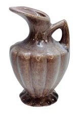 Vintage Gonder Pottery Pitcher E-60 USA Brown Mottled Drip Glaze Ewer Jug Vase