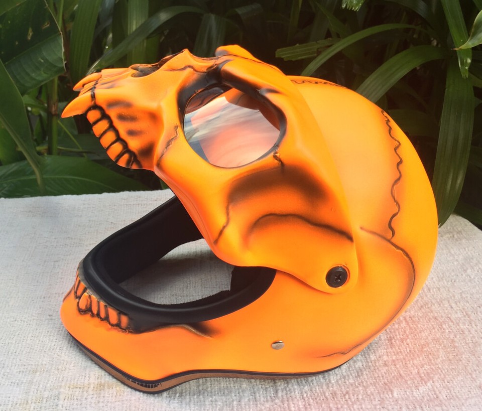 Motorcycle Helmet Skull Monster Death Visor Flip Up Ghost Rider Full