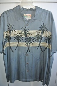  Paradise Found  Mens Large  Cool Palm Band Print on Gray/Mint