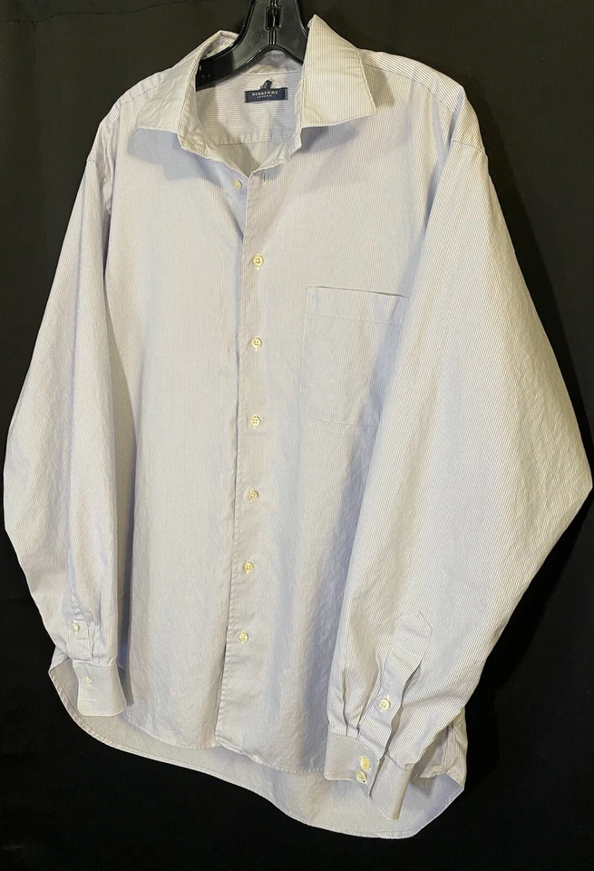 Camisa de vestir vintage Burberry London a rayas manga larga con botones EE. UU. 16/32 Foto 4 de 4