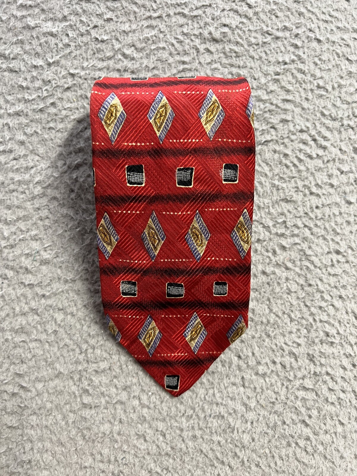 Robert Talbott Studio Black Red Square Geometric … - image 1