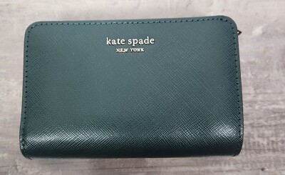Kate Spade Dark Green/Mint Leather Spencer Compact Wallet