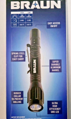 QUANTUM Pocket Pan LED Flashlight TacticalSmall Work Light 200 Lumen 250 Ft range