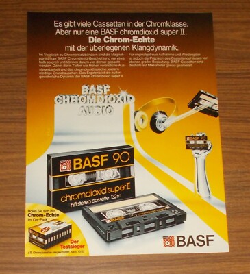 Seltene Werbung BASF chromdioxid super II hifi stereo cassette #1 1983