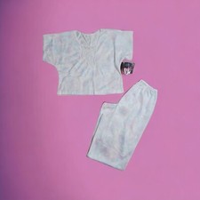 Vgt Sears Two Piece Pajama Set Antron Nylon Sheer Lace Trim Shirt Pants XS 4-6